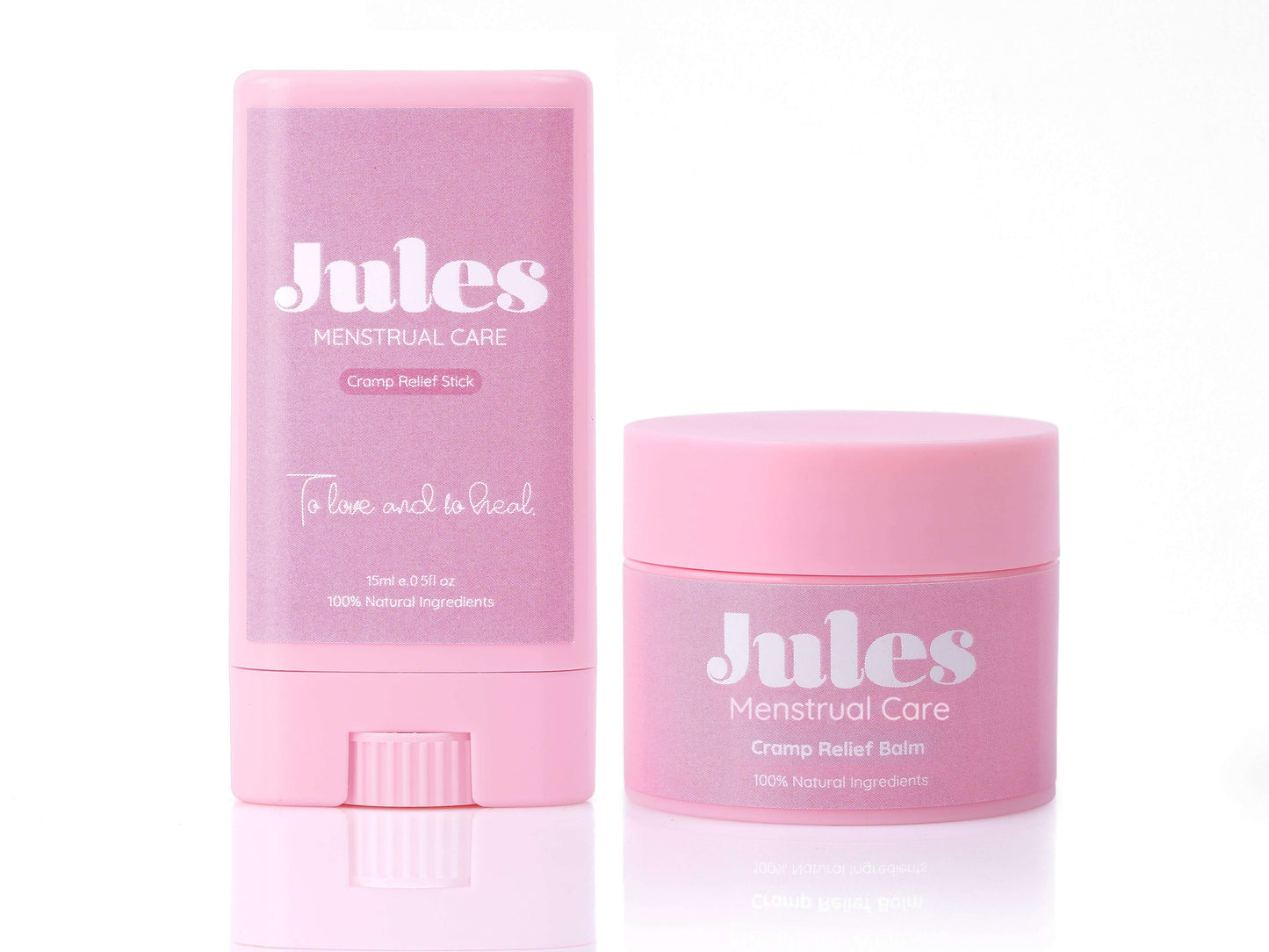 Bundle (Cramp Relief Stick 15ml + Cramp Relief Balm 30ml) for menstrual pain relief by Jules Menstrual Care.