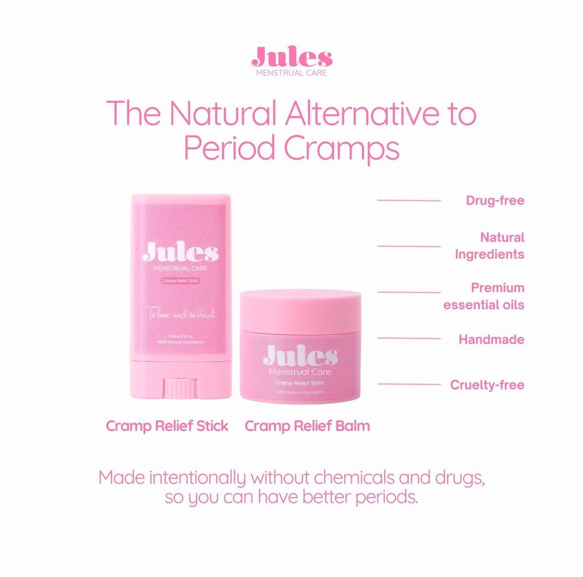 Cramp Relief Stick (15ml) | Abdomen Relief Balm | Jules Menstrual Care